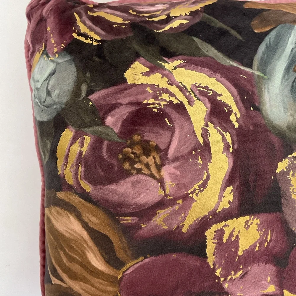 THRO Velveteen Peony Throw Pillow NWOT